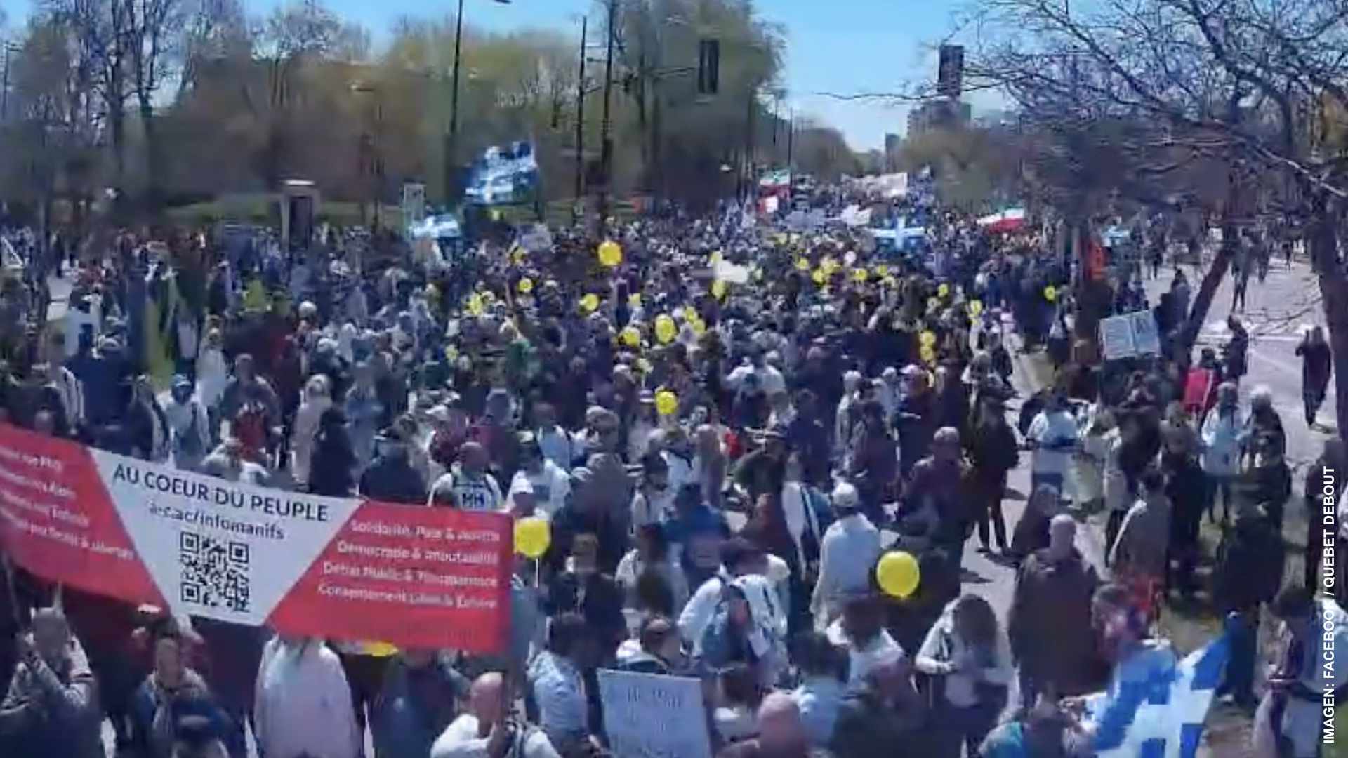 Marchan miles contra medidas sanitarias en Quebec