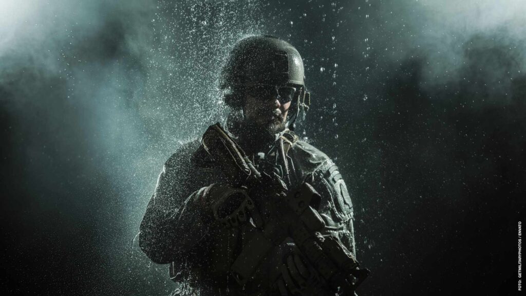 US Army soldier in the rain