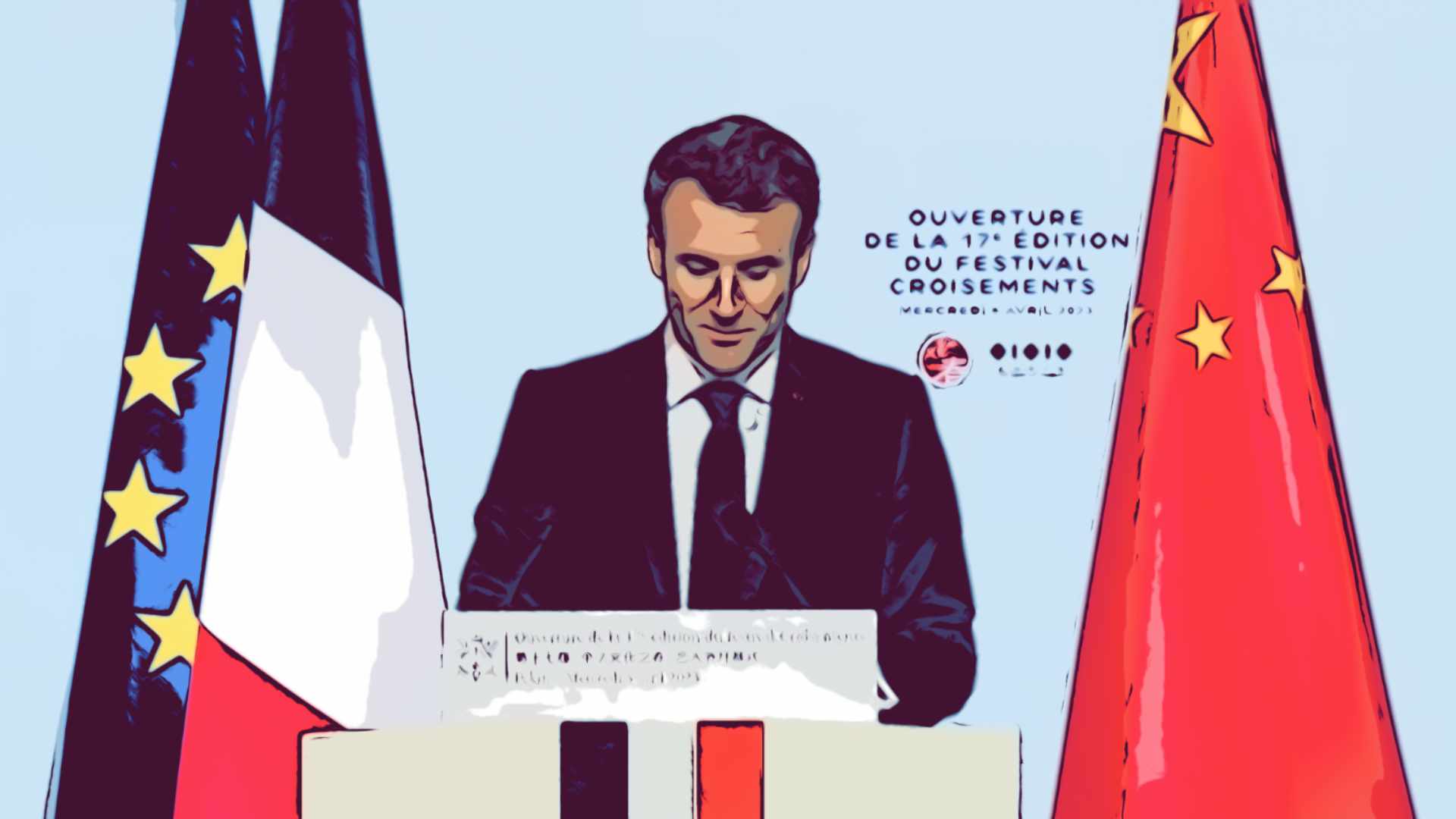 El pequeño olvido del presidente Macron en China
