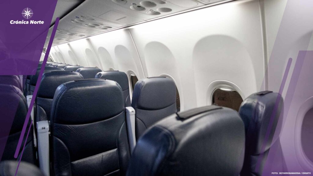 Empty passenger airplane seats in the cabin of plane