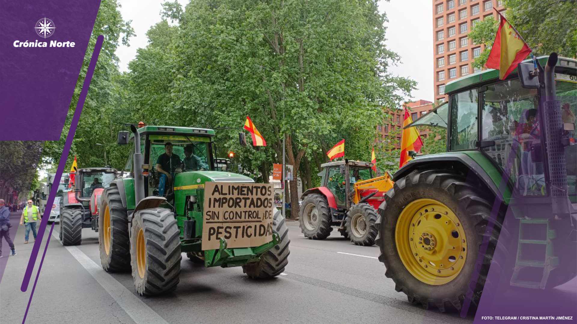 Agricultores españoles asientan tractores en Madrid