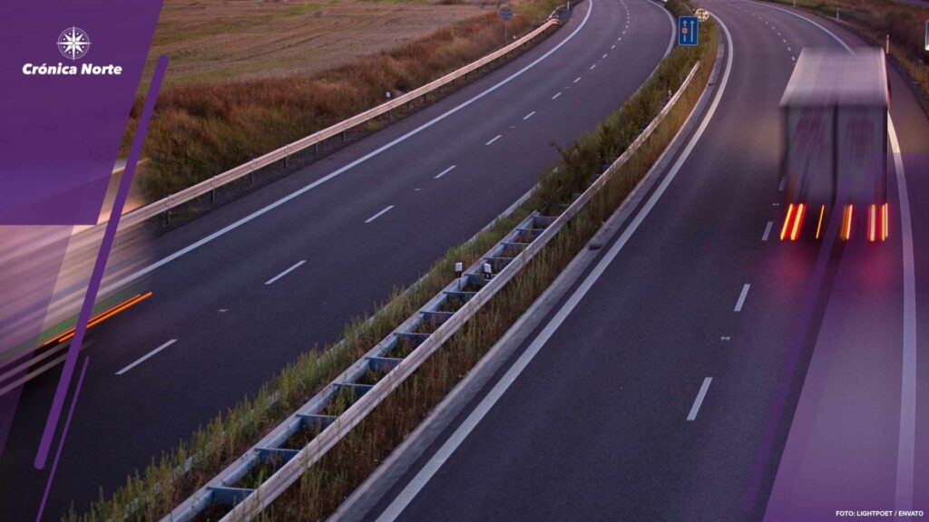 highway traffic – motion blurred truck on a highway/motorway/spe